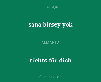 nichts für dich - sana birsey yok