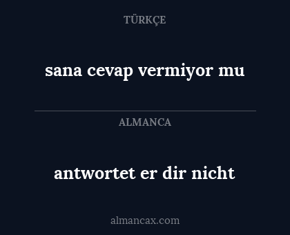 antwortet er dir nicht - sana cevap vermiyor mu