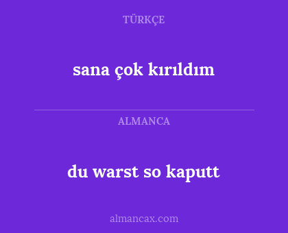 du warst so kaputt - sana çok kırıldım