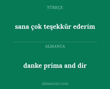 danke prima and dir - sana çok teşekkür ederim