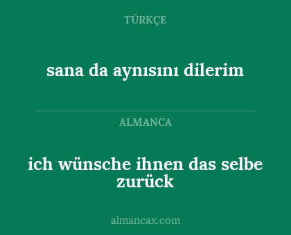 sana da aynısını dilerim - ich wünsche ihnen das selbe zurück