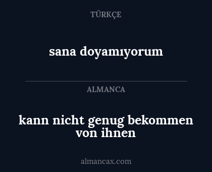 sana doyamıyorum - kann nicht genug bekommen von ihnen