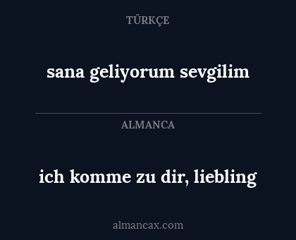ich komme zu dir, liebling - sana geliyorum sevgilim