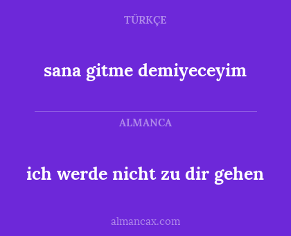 sana gitme demiyeceyim - ich werde nicht zu dir gehen