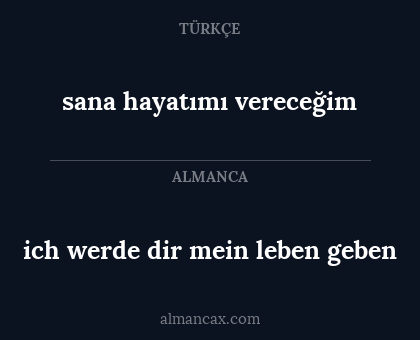 ich werde dir mein leben geben - sana hayatımı vereceğim
