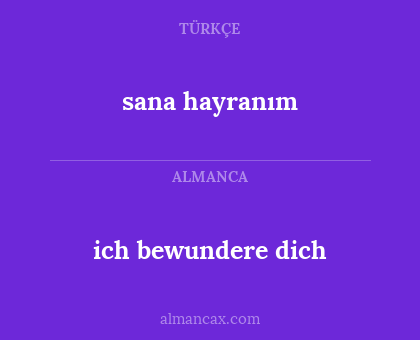 ich bewundere dich - sana hayranım