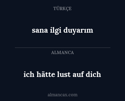 ich hätte lust auf dich - sana ilgi duyarım