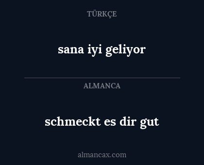 sana iyi geliyor - schmeckt es dir gut