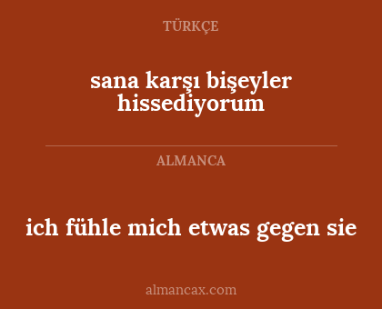 ich fühle mich etwas gegen sie - sana karşı bişeyler hissediyorum