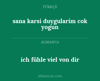 sana karsi duygularim cok yogun - ich fühle viel von dir