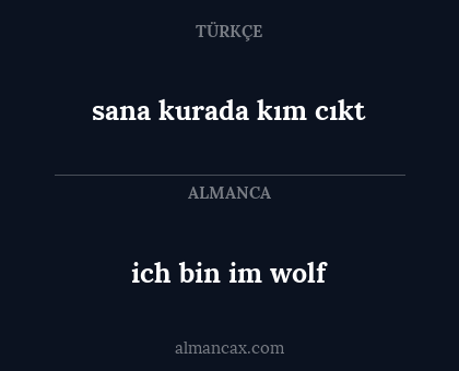 ich bin im wolf - sana kurada kım cıkt