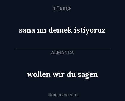 sana mı demek istiyoruz - wollen wir du sagen