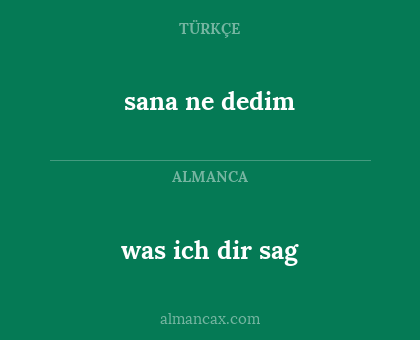 was ich dir sag - sana ne dedim