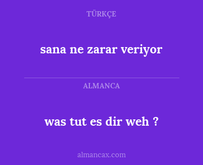 was tut es dir weh ? - sana ne zarar veriyor