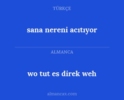 wo tut es direk weh - sana nereni acıtıyor