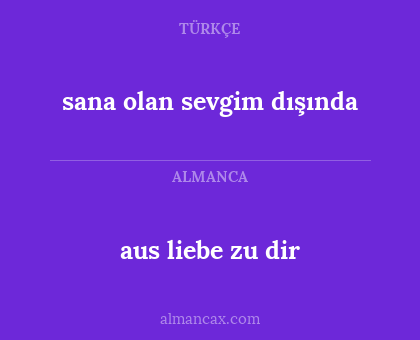 sana olan sevgim dışında - aus liebe zu dir