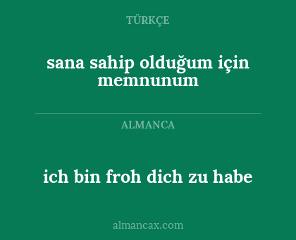sana sahip olduğum için memnunum - ich bin froh dich zu habe