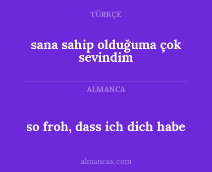 so froh, dass ich dich habe - sana sahip olduğuma çok sevindim