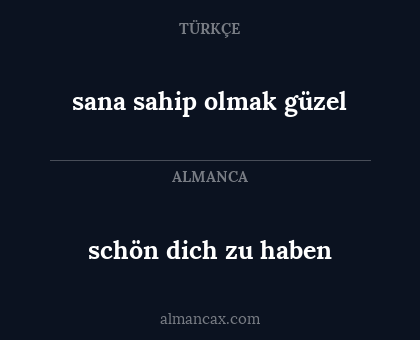 schön dich zu haben - sana sahip olmak güzel