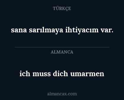 ich muss dich umarmen - sana sarılmaya ihtiyacım var.