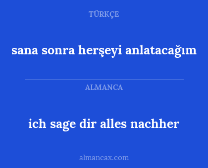 ich sage dir alles nachher - sana sonra herşeyi anlatacağım