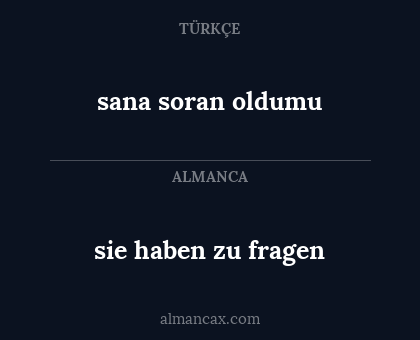 sie haben zu fragen - sana soran oldumu