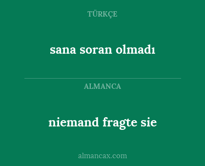 niemand fragte sie - sana soran olmadı