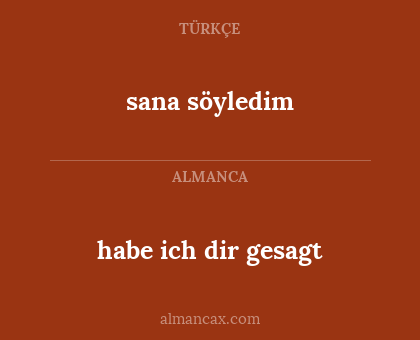 habe ich dir gesagt - sana söyledim
