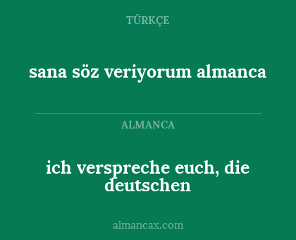 ich verspreche euch, die deutschen - sana söz veriyorum almanca