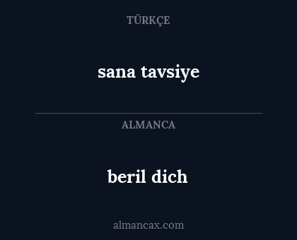 sana tavsiye - beril dich