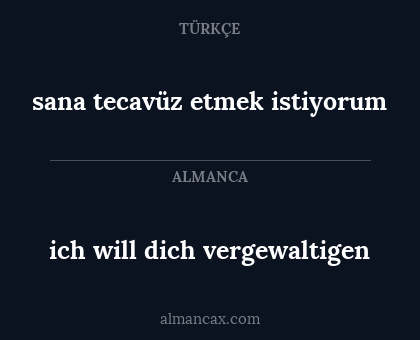 ich will dich vergewaltigen - sana tecavüz etmek istiyorum