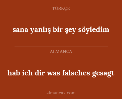 sana yanlış bir şey söyledim - hab ich dir was falsches gesagt