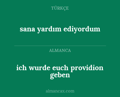 ich wurde euch providion geben - sana yardım ediyordum