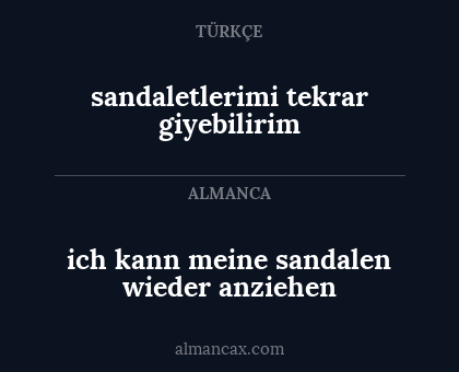 sandaletlerimi tekrar giyebilirim - ich kann meine sandalen wieder anziehen