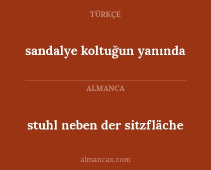 sandalye koltuğun yanında - stuhl neben der sitzfläche