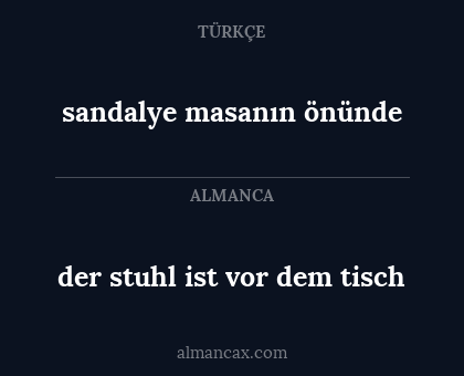 sandalye masanın önünde - der stuhl ist vor dem tisch