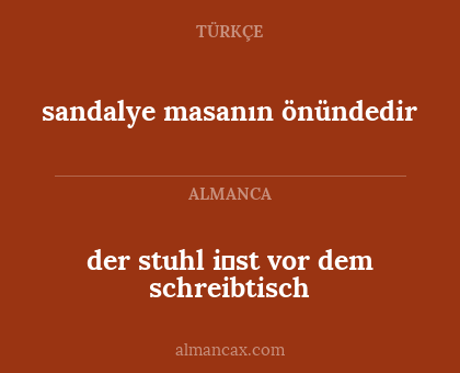sandalye masanın önündedir - der stuhl i̇st vor dem schreibtisch