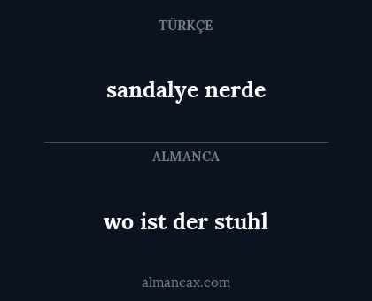 sandalye nerde - wo ist der stuhl