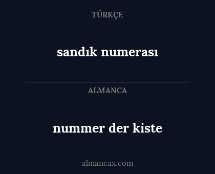 nummer der kiste - sandık numerası