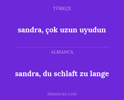 sandra, du schlaft zu lange - sandra, çok uzun uyudun