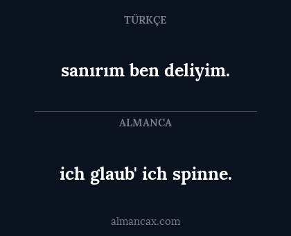 ich glaub' ich spinne. - sanırım ben deliyim.