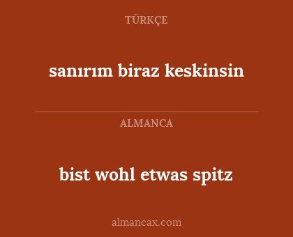 bist wohl etwas spitz - sanırım biraz keskinsin