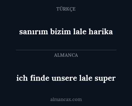 ich finde unsere lale super - sanırım bizim lale harika