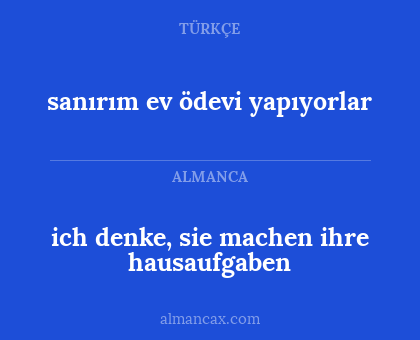 ich denke, sie machen ihre hausaufgaben - sanırım ev ödevi yapıyorlar