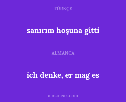 ich denke, er mag es - sanırım hoşuna gitti
