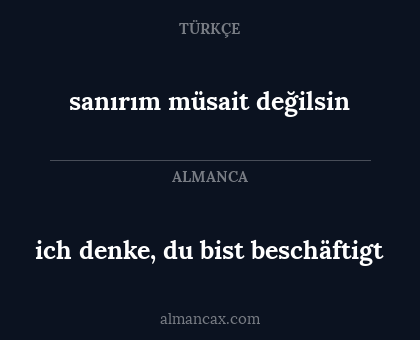 ich denke, du bist beschäftigt - sanırım müsait değilsin