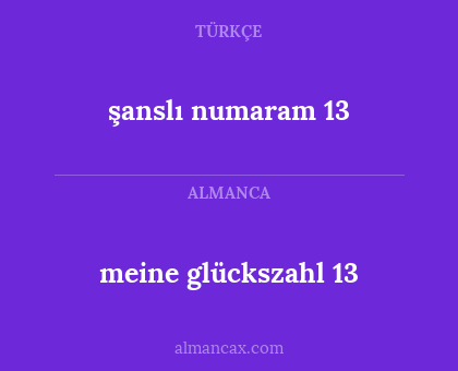 şanslı numaram 13 - meine glückszahl 13