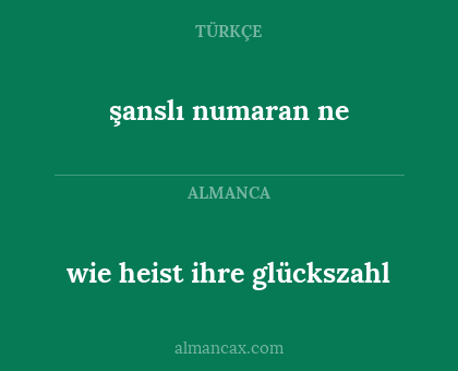 şanslı numaran ne - wie heist ihre glückszahl