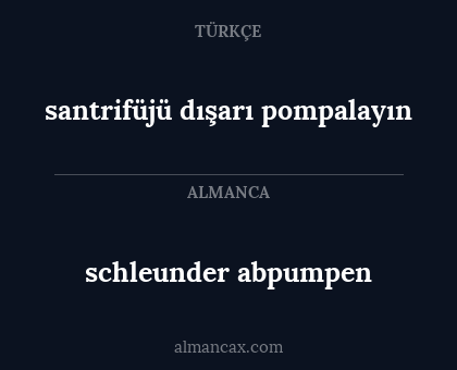 santrifüjü dışarı pompalayın - schleunder abpumpen