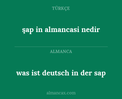 was ist deutsch in der sap - şap in almancasi nedir